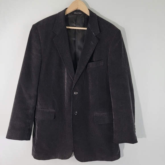 Alan Flusser Men's Black Corduroy Sport Coat Sz 44R Two Button Single Breasted - Picture 12 of 12